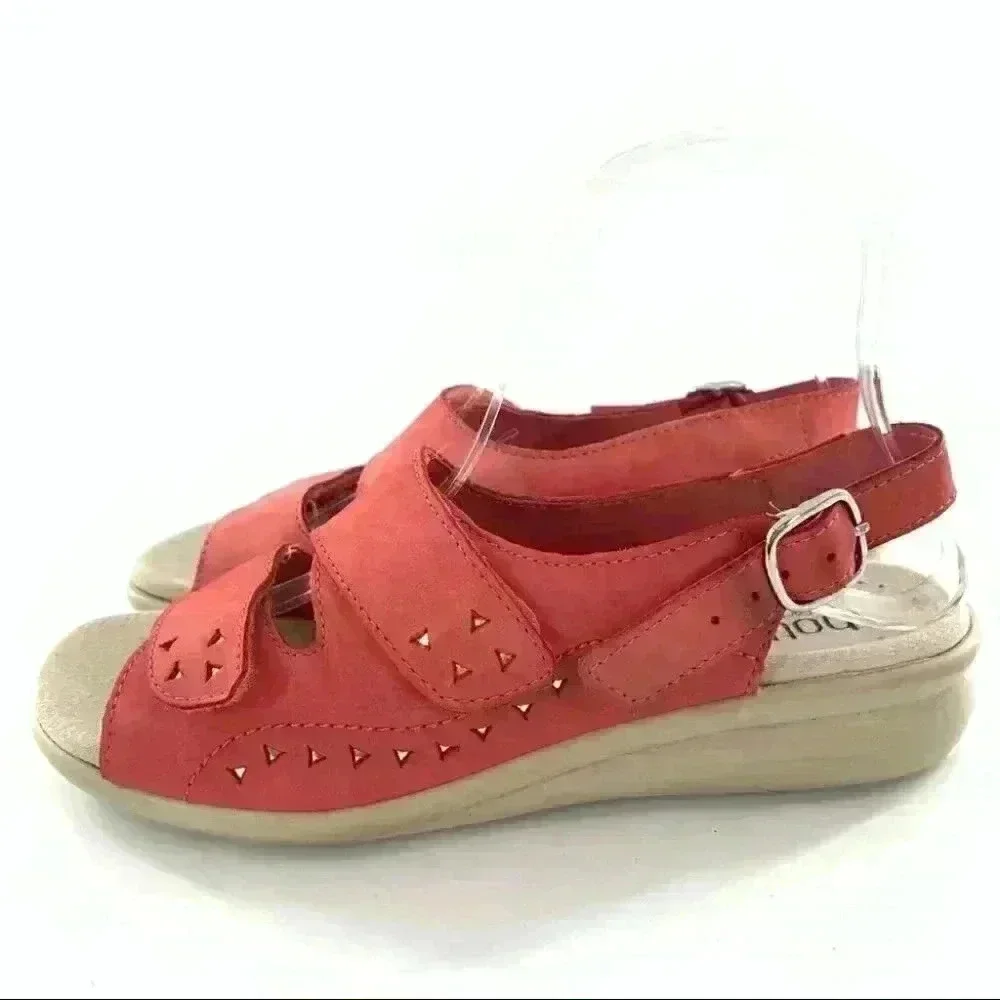 Hotter womens sandals size 8 39 red nubuck sticky strap walking Grannycore